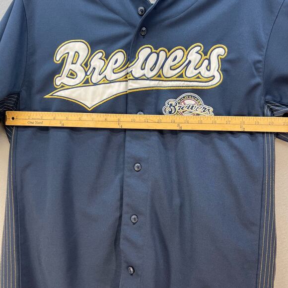 True Fan Milwaukee Brewers Jersey Men's L Ryan Braun Blue Gold Baseball All-Star - Picture 10 of 12